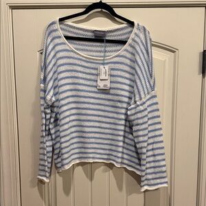 Wooden Ships Blue and White Striped Sweater